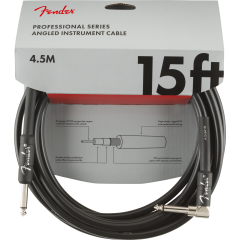 Fender Professional Series Instrument Cables, Straight/Angle, 15', Black