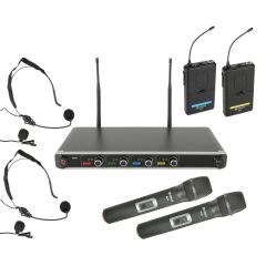 Chord NU4 Quad UHF Wireless Microphone System Combo Set