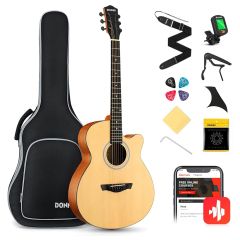 Donner DAJ-110C Super Folk Cutaway Natural Acoustic Guitar