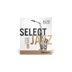 D'addario Organic Select Jazz Unfiled Alto Saxophone Reeds, Strength 2 Hard, Individually-Sealed, 10-Pack