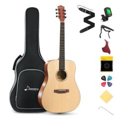Donner DAG-1 Dreadnought Acoustic Guitar Bundle - Perfect for Beginners!