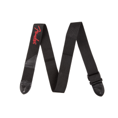 Fender 2" Black Polyester Strap With Red Logo