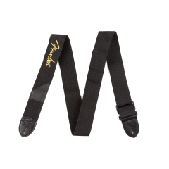 Fender 2" Black Polyester Strap With Yellow Logo