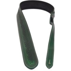 LeatherGraft Celtic Embossed Green Guitar Strap