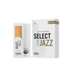 D'Addario Organic Select Jazz Filed Alto Saxophone Reeds, Strength 2 Medium, 10-Pack