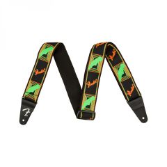 Fender Neon Monogrammed Strap, Green and Orange, 2"